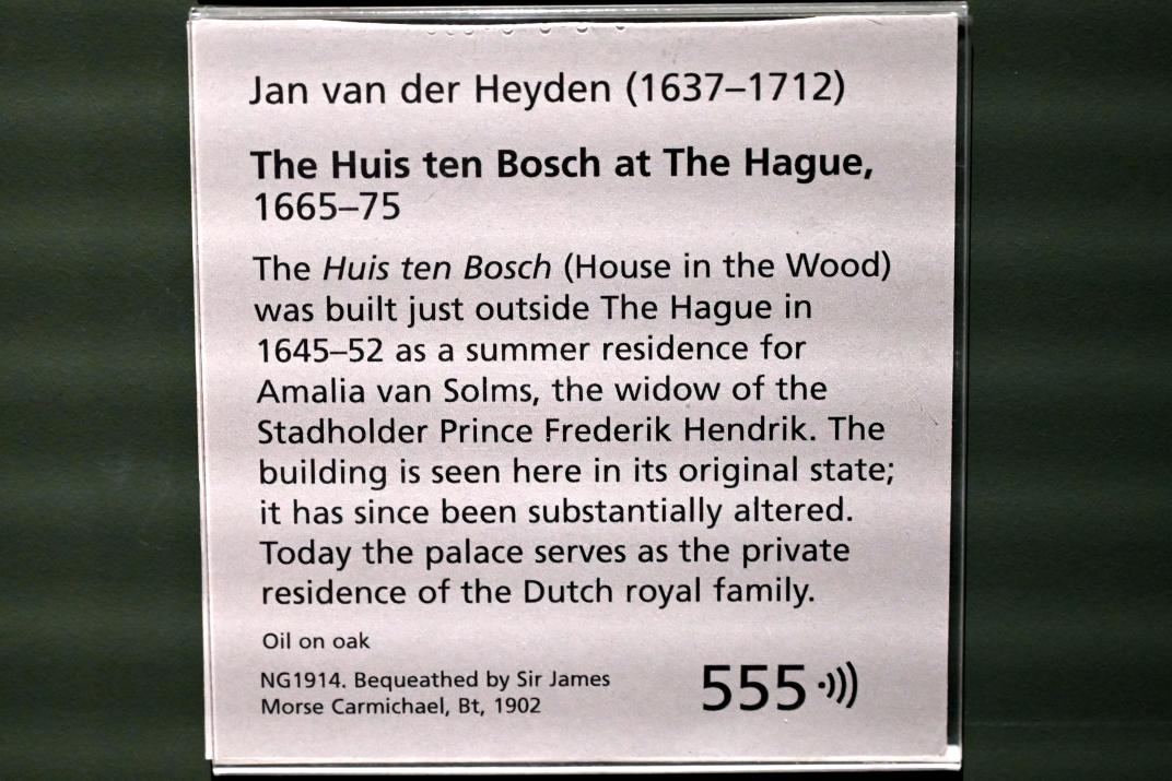 Jan van der Heyden (1652–1712), Das Lustschloss Huis ten Bosch bei Den Haag, London, National Gallery, Saal 26, 1665–1675, Bild 2/2