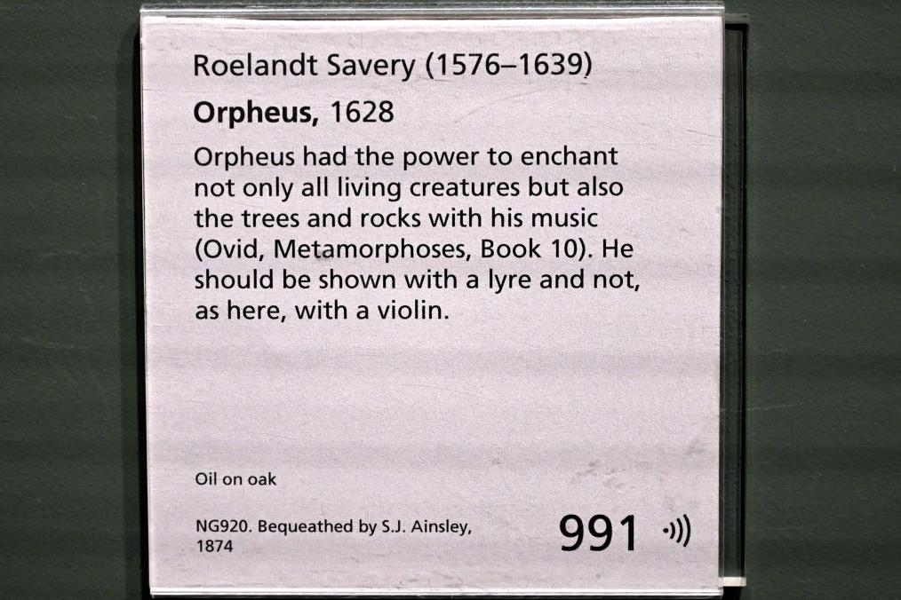 Roelant Savery (1602–1634), Orpheus unter den Tieren, London, National Gallery, Saal 26, 1628, Bild 2/2