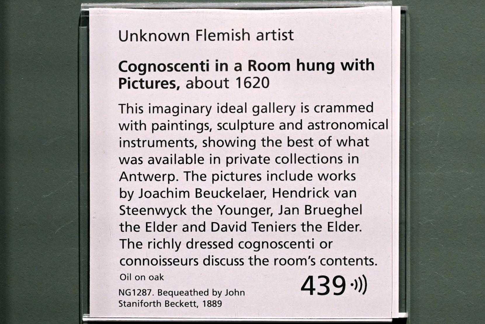Kenner in einem Kunstsaal mit Salonhängung, London, National Gallery, Saal 26, um 1620, Bild 4/4