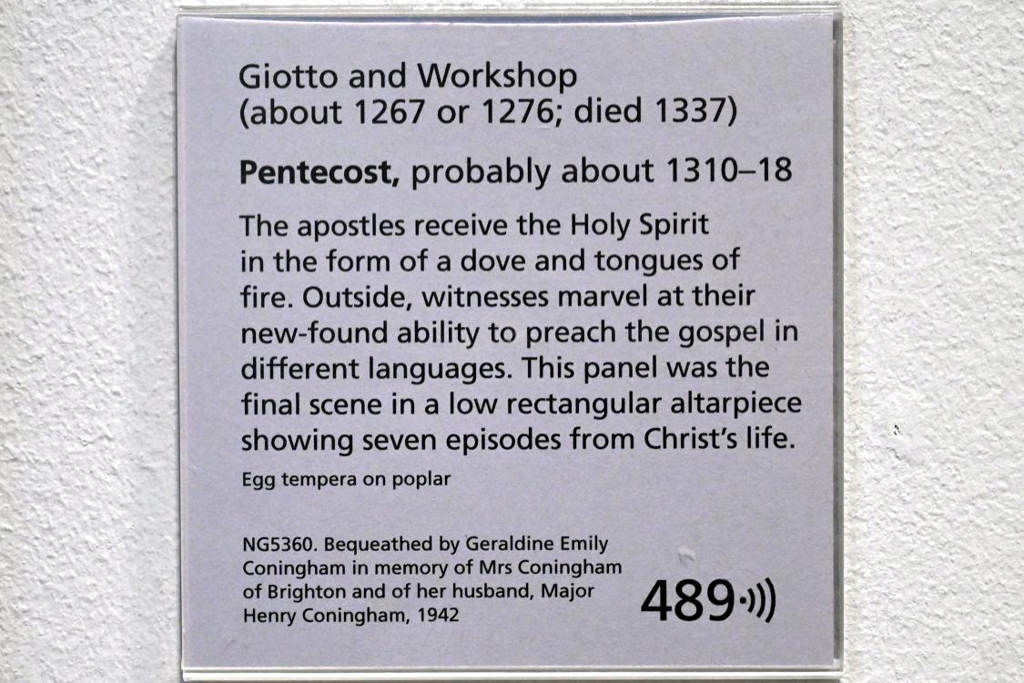 Giotto di Bondone (Giotto) (1298–1330), Pfingsten, London, National Gallery, Saal 51, um 1310–1318, Bild 2/2