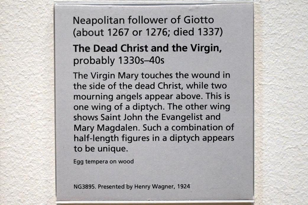 Giotto di Bondone (Nachfolger) (1337), Maria mit dem toten Christus, London, National Gallery, Saal 51, um 1330–1350, Bild 2/2