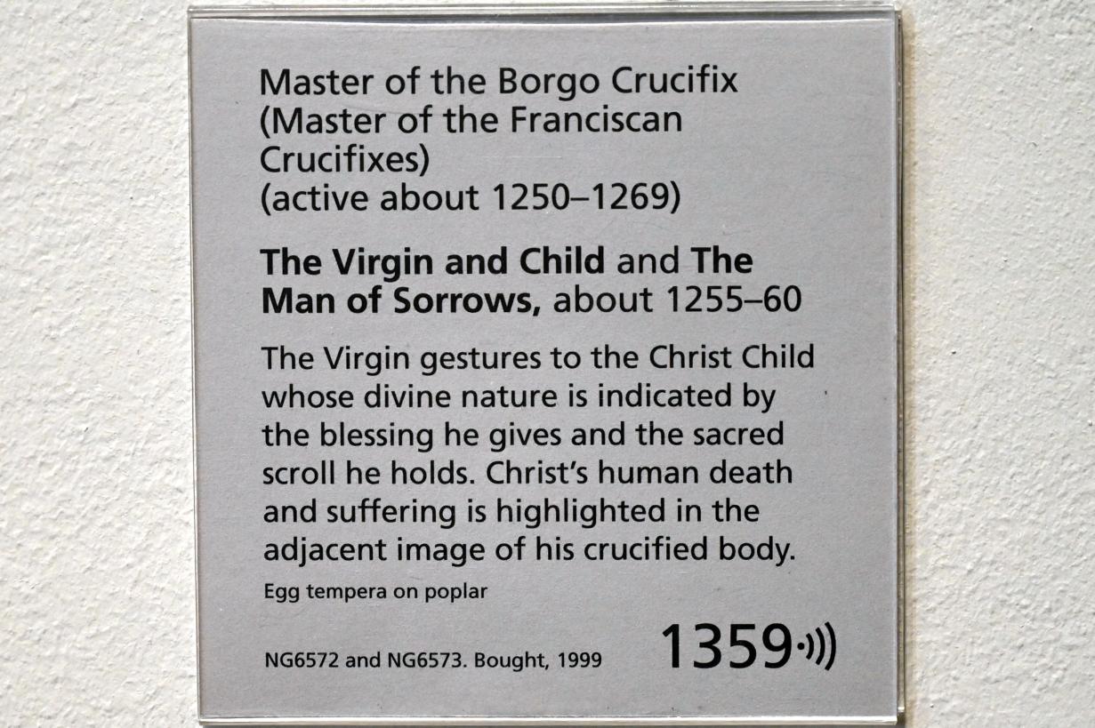 Meister der Franziskanerkreuze (1255–1257), Maria mit Kind, London, National Gallery, Saal 51, um 1255–1260, Bild 2/2