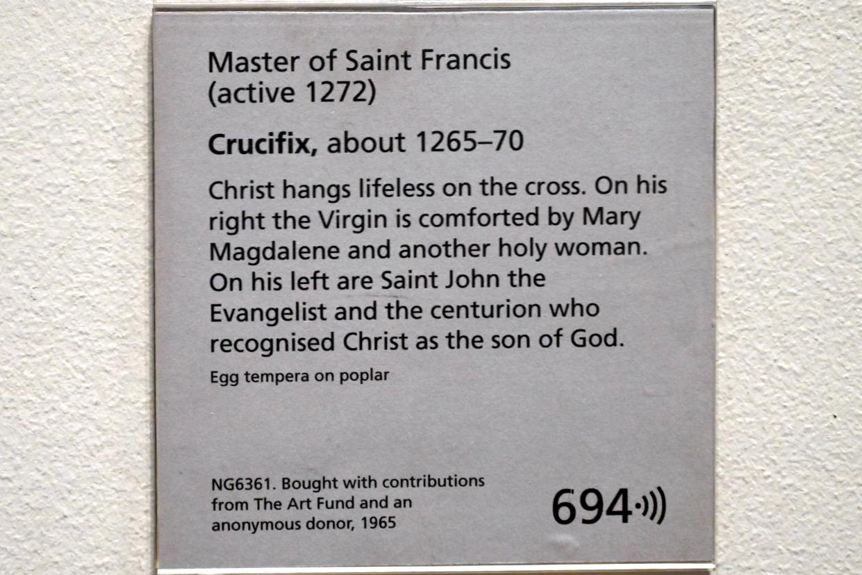 Maestro di San Francesco (1267–1272), Kruzifix, London, National Gallery, Saal 51, um 1265–1270, Bild 2/2