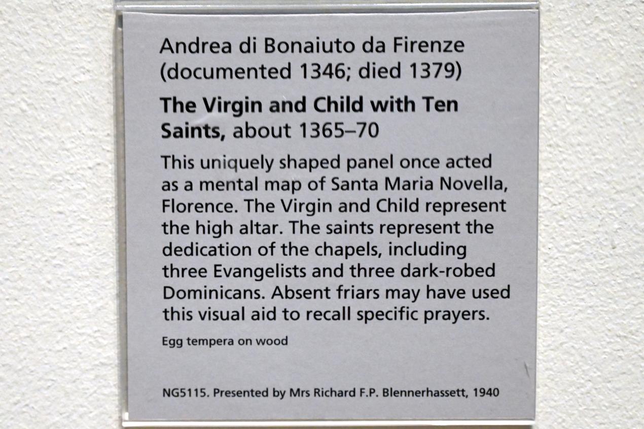 Andrea di Bonaiuto (1367), Kruzifix, Florenz, Basilika Santa Maria Novella, jetzt London, National Gallery, Saal 51, um 1365–1370, Bild 2/2