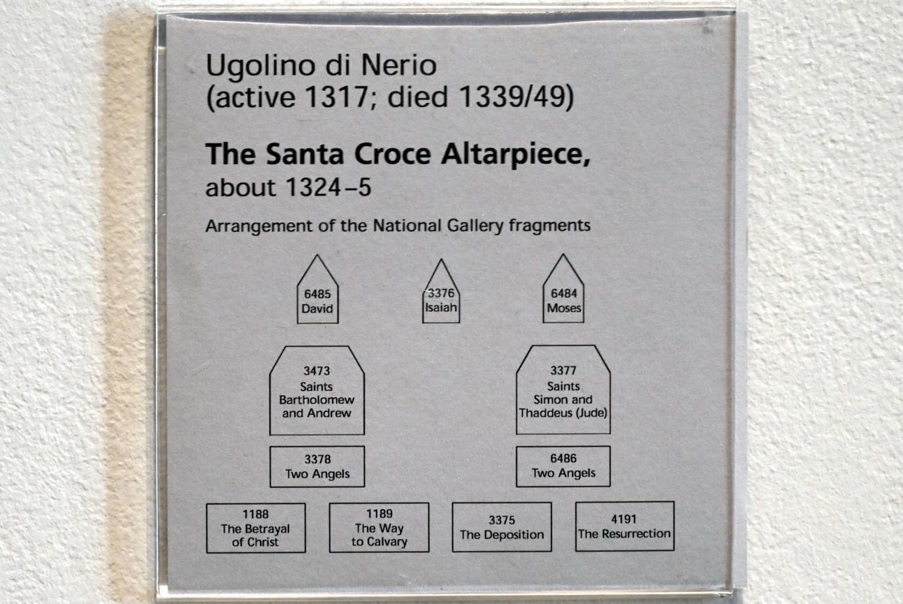Ugolino di Nerio (1305–1332), Die heiligen Bartholomäus und Andreas, Florenz, Franziskanerkirche Santa Croce, jetzt London, National Gallery, Saal 52, um 1324–1325, Bild 3/3