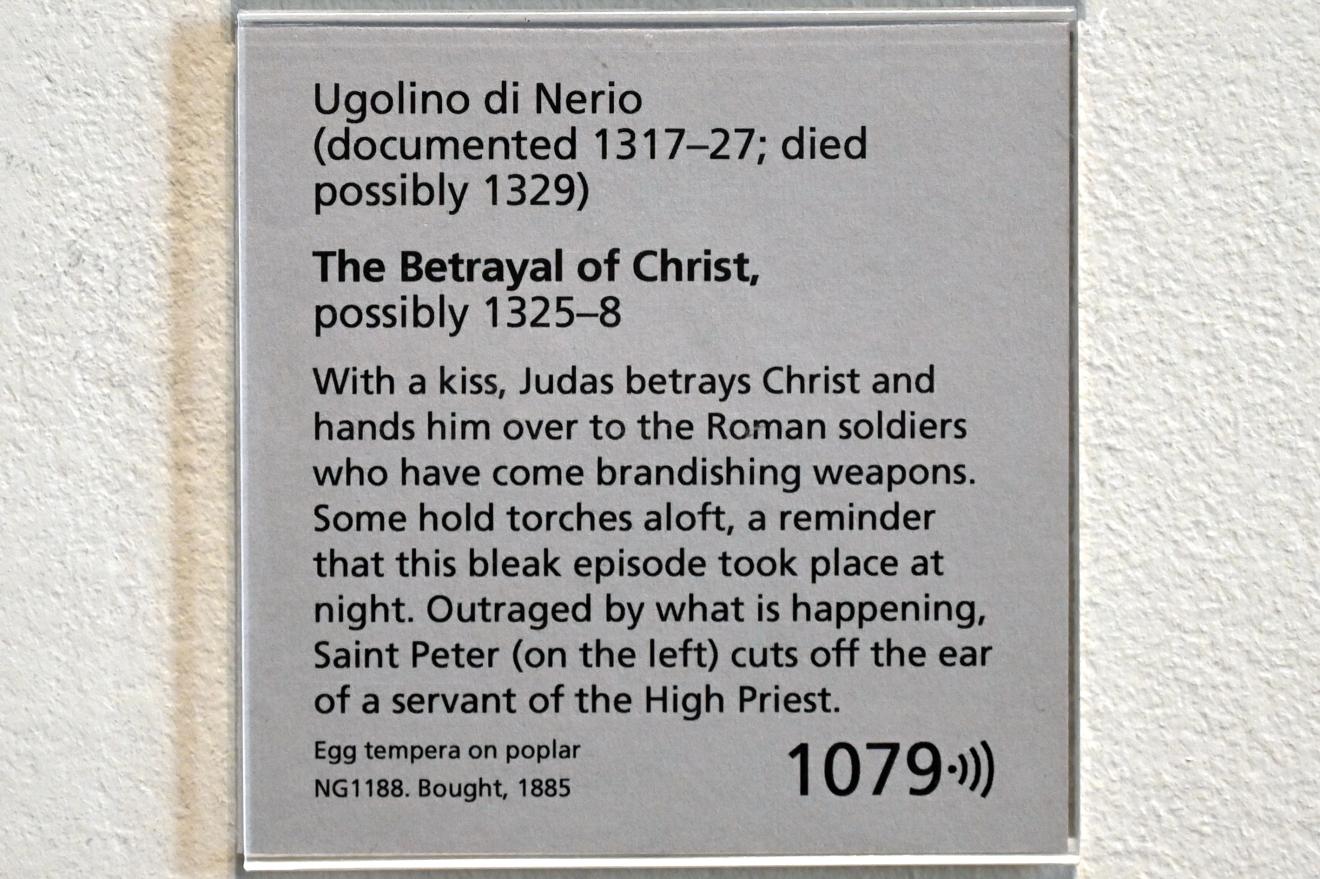 Ugolino di Nerio (1305–1332), Der Verrat an Christus, Florenz, Franziskanerkirche Santa Croce, jetzt London, National Gallery, Saal 52, um 1325–1328, Bild 3/3
