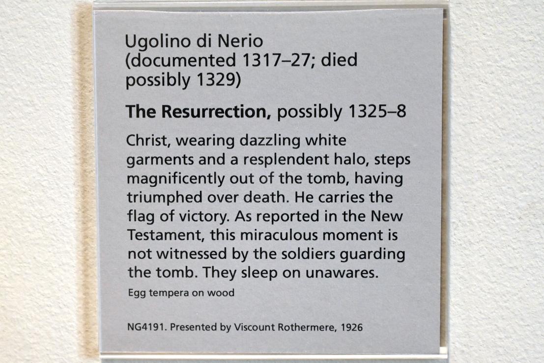 Ugolino di Nerio (1305–1332), Auferstehung, Florenz, Franziskanerkirche Santa Croce, jetzt London, National Gallery, Saal 52, um 1325–1328, Bild 3/3