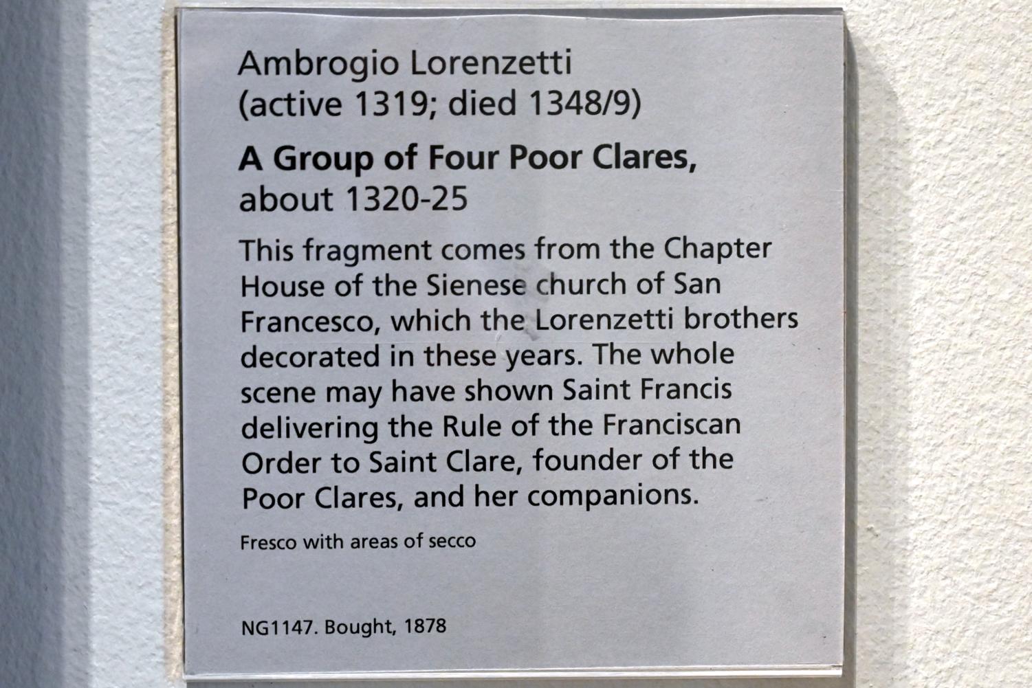 Ambrogio Lorenzetti (1322–1335), Gruppe von vier Klarissenschwestern, London, National Gallery, Saal 52, um 1320–1325, Bild 2/2