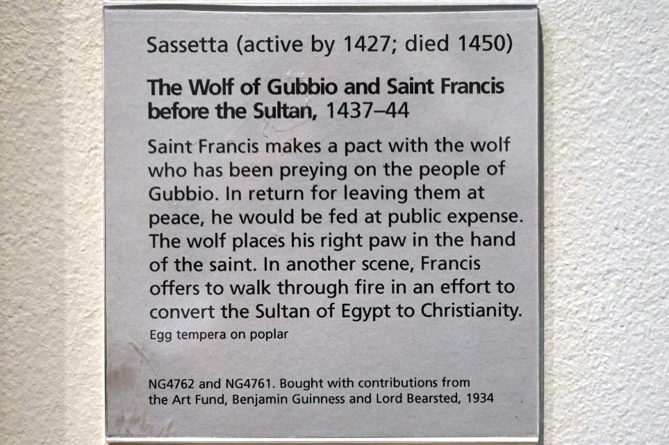 Stefano di Giovanni di Consolo (Sassetta) (1432–1444), Die Feuerprobe vor dem Sultan, Sansepolcro, Chiesa di San Francesco, jetzt London, National Gallery, Saal 52, 1437–1444, Bild 2/2