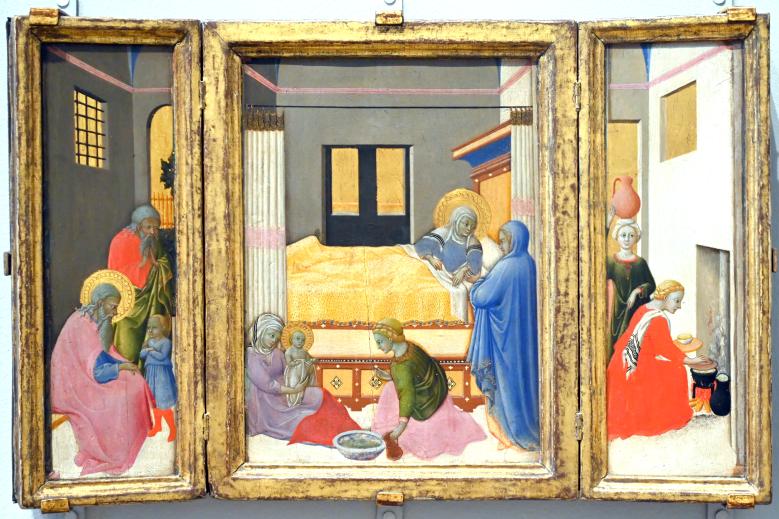 Meister der Osservanza (Sano di Pietro?) (1432–1440), Mariä Geburt, London, National Gallery, Saal 52, um 1440