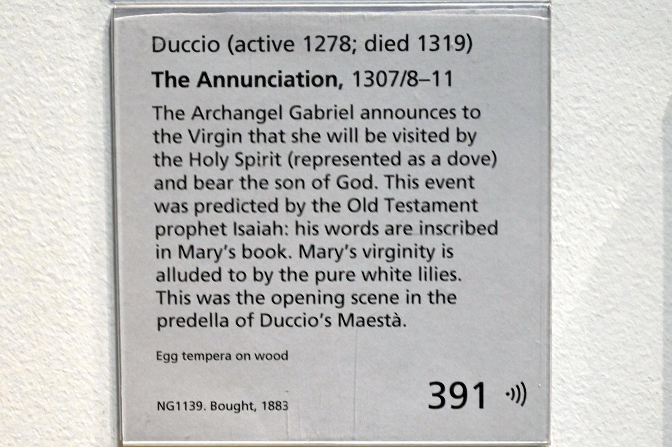 Duccio di Buoninsegna (1295–1315), Mariä Verkündigung, London, National Gallery, Saal 52, um 1307–1311, Bild 2/2