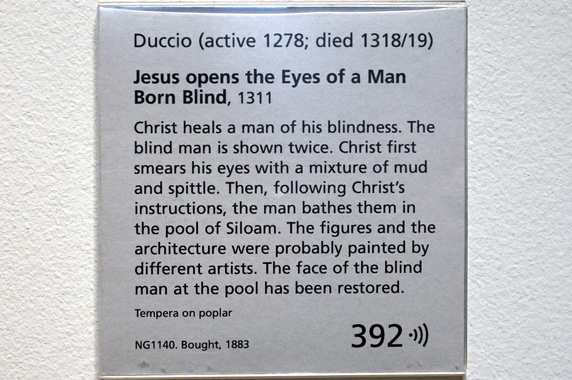 Duccio di Buoninsegna (1295–1315), Heilung eines Blindgeborenen, London, National Gallery, Saal 52, 1311, Bild 2/2