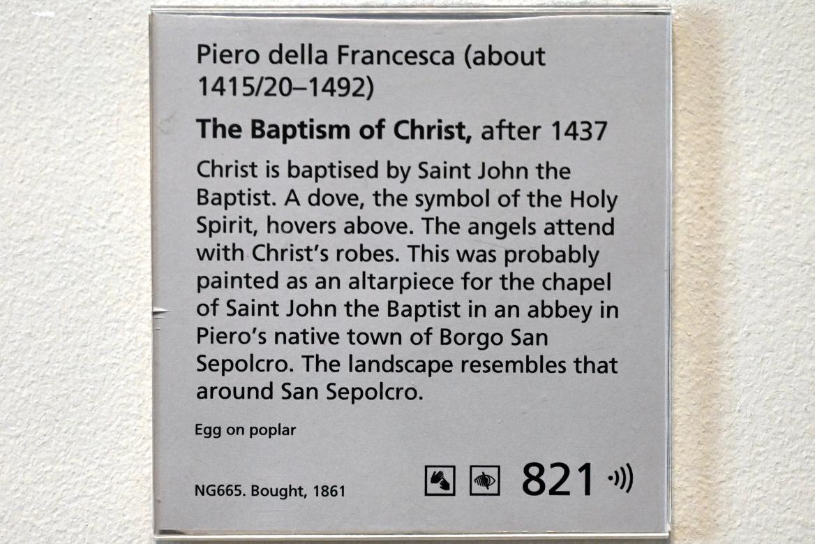Piero della Francesca (1438–1483), Taufe Christi, London, National Gallery, Saal 53, nach 1437, Bild 3/3