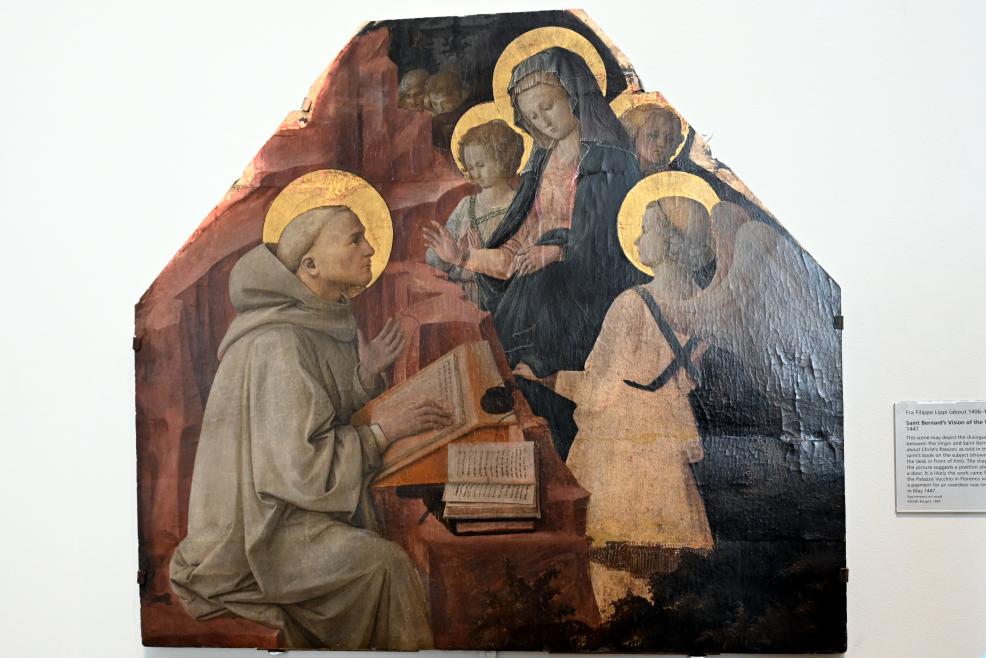 Fra Filippo Lippi (1426–1462), Die Vision des hl. Bernhard, Florenz, Palazzo Vecchio, jetzt London, National Gallery, Saal 53, 1447