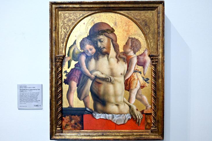 Carlo Crivelli (1472–1492), Der tote Christus, von zwei Engeln gestützt, London, National Gallery, Saal 54, um 1470–1475