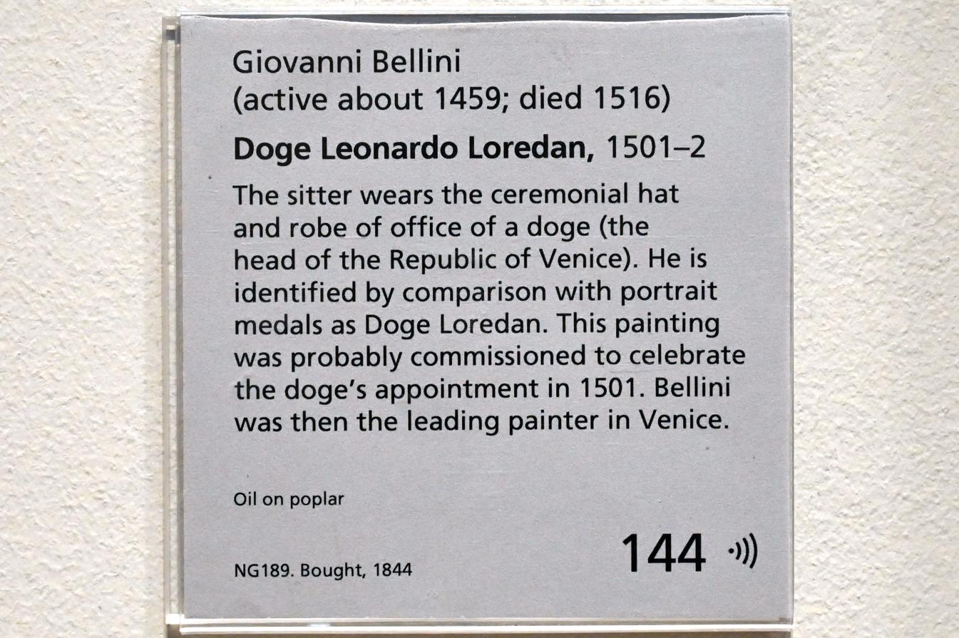 Giovanni Bellini (1452–1515), Porträt des Dogen Leonardo Loredan, London, National Gallery, Saal 55, 1501–1502, Bild 2/2