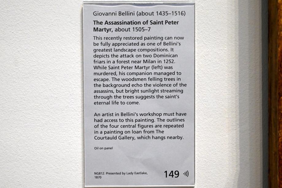 Giovanni Bellini (1452–1515), Die Ermordung des hl. Petrus von Verona, London, National Gallery, Saal 55, um 1505–1507, Bild 2/2