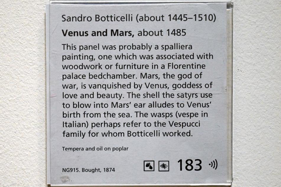 Sandro Botticelli (1462–1500), Venus und Mars, London, National Gallery, Saal 58, um 1485, Bild 2/2