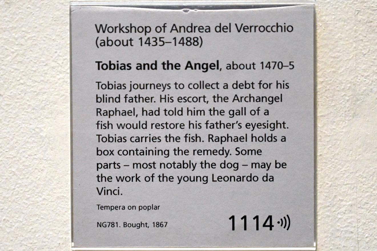 Andrea del Verrocchio (Werkstatt) (1472–1475), Tobias mit dem Engel, London, National Gallery, Saal 59, um 1470–1475, Bild 2/2
