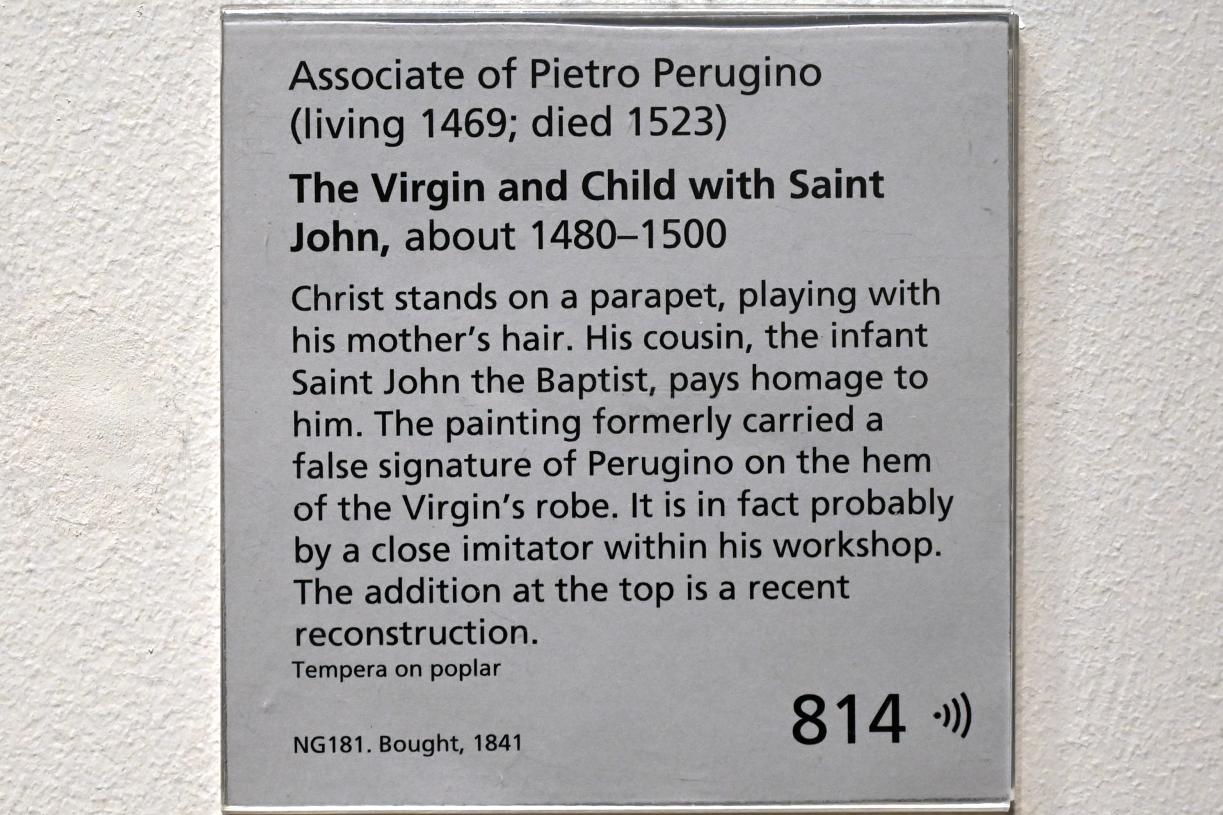 Maria mit Kind und dem Johannesknaben, London, National Gallery, Saal 59, um 1480–1500, Bild 2/2