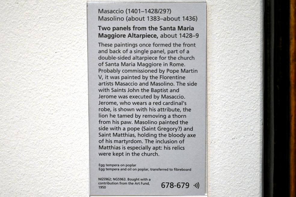 Masolino da Panicale (1428–1435), Altarbild, Rom, Santa Maria Maggiore, jetzt London, National Gallery, Saal 60, um 1428–1429, Bild 2/2