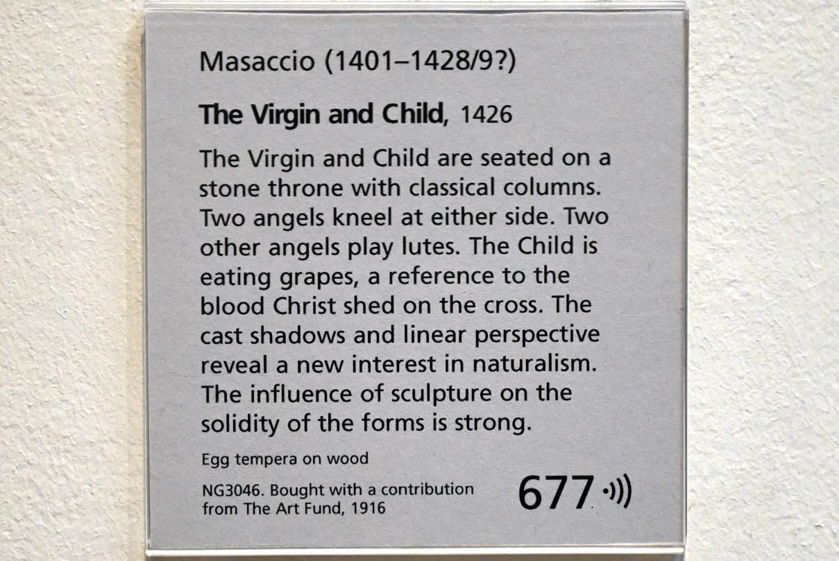 Masaccio (1426–1428), Thronende Maria mit Kind, London, National Gallery, Saal 60, 1426, Bild 2/2