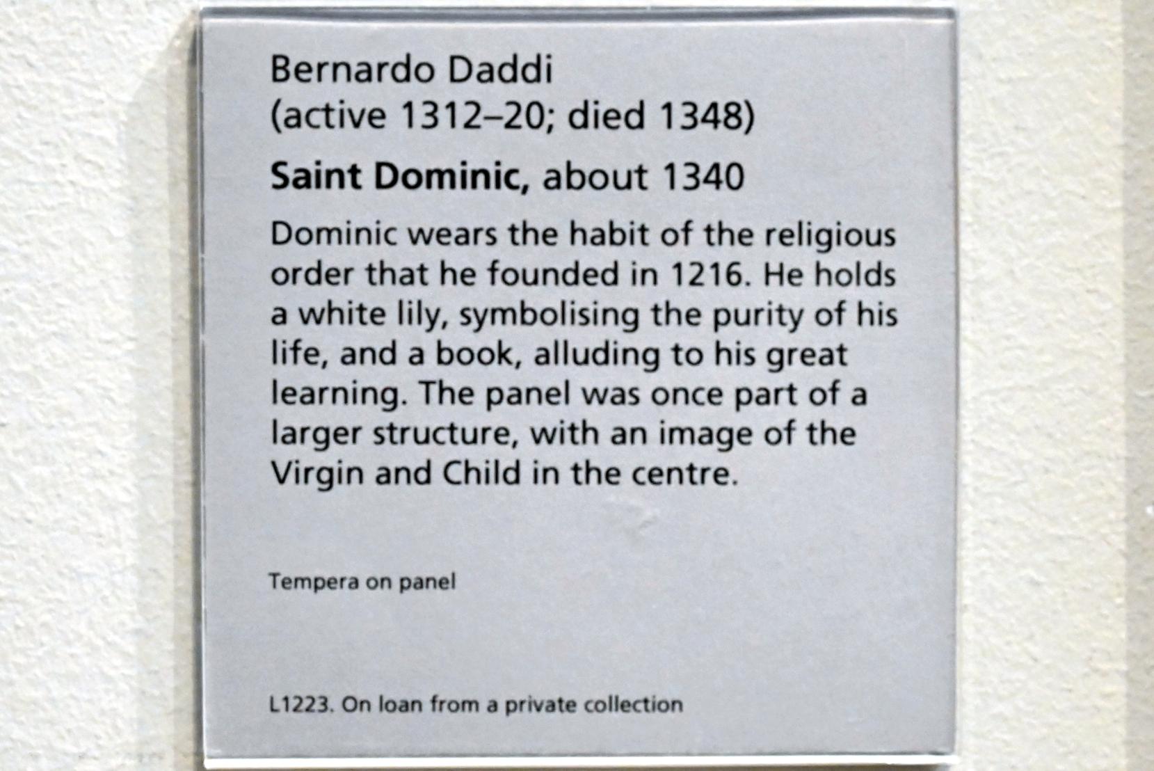 Bernardo Daddi (1332–1342), Heiliger Dominik, London, National Gallery, Saal 60, um 1340, Bild 2/2