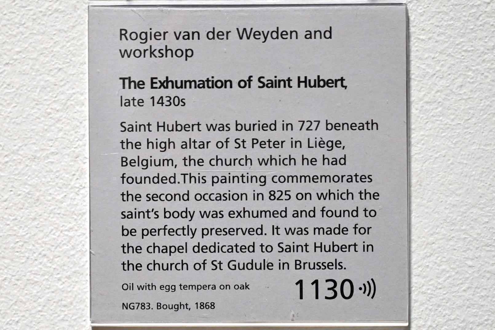 Rogier van der Weyden (1433–1464), Die Exhumierung des Heiligen Hubertus, London, National Gallery, Saal 63, um 1437–1440, Bild 2/2
