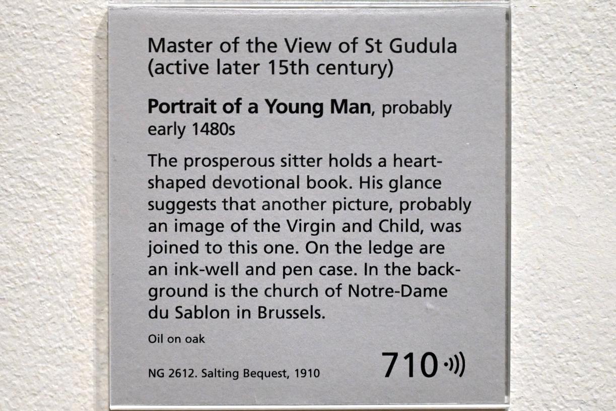 Meister von Sainte Gudule (1470–1481), Porträt eines jungen Mannes, London, National Gallery, Saal 63, um 1480–1483, Bild 2/2