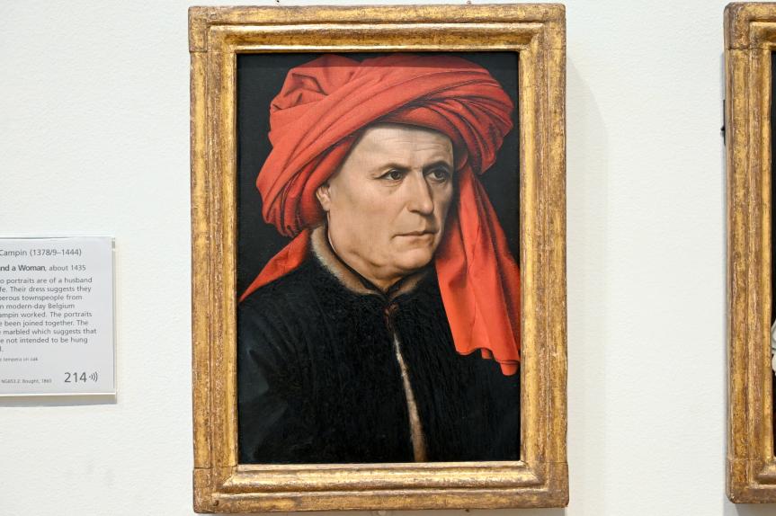 Robert Campin (1425–1435), Porträt eines Mannes, London, National Gallery, Saal 63, um 1435, Bild 1/2