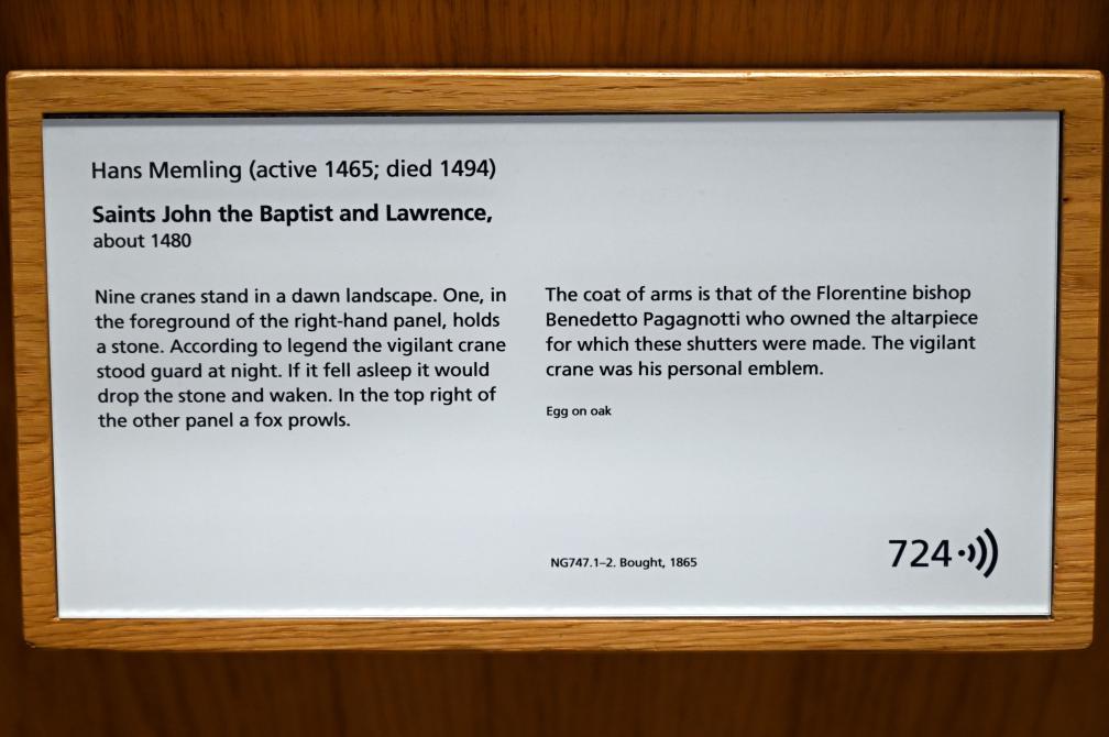 Hans Memling (1467–1491), Der heilige Johannes der Täufer, London, National Gallery, Saal 63, um 1480, Bild 2/2