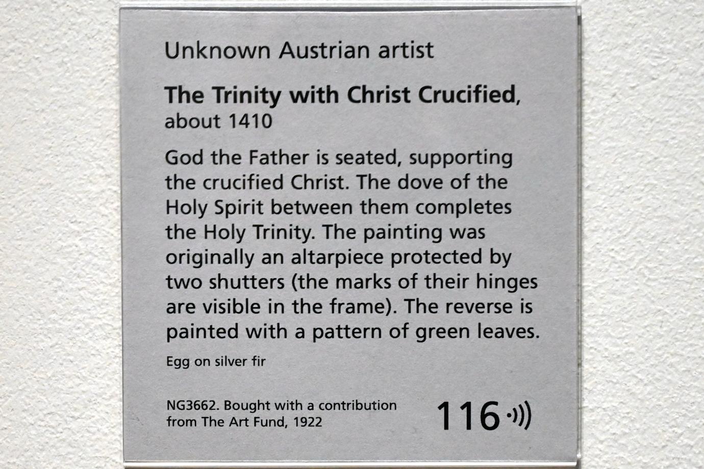 Die Heilige Dreieinigkeit als Gnadenstuhl, London, National Gallery, Saal 65, um 1410, Bild 2/2