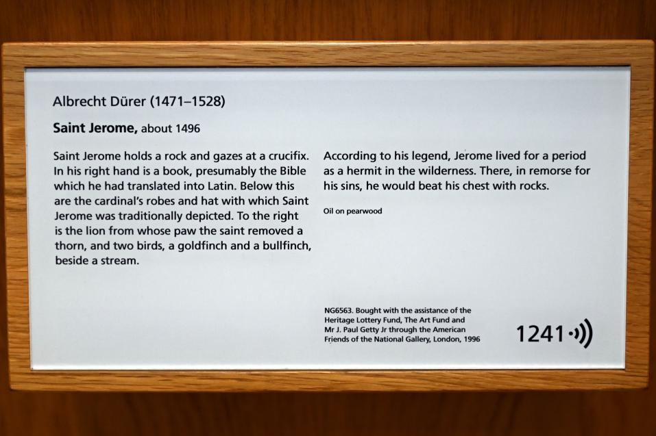 Albrecht Dürer (1490–1526), Der Heilige Hieronymus, London, National Gallery, Saal 65, um 1496, Bild 2/2