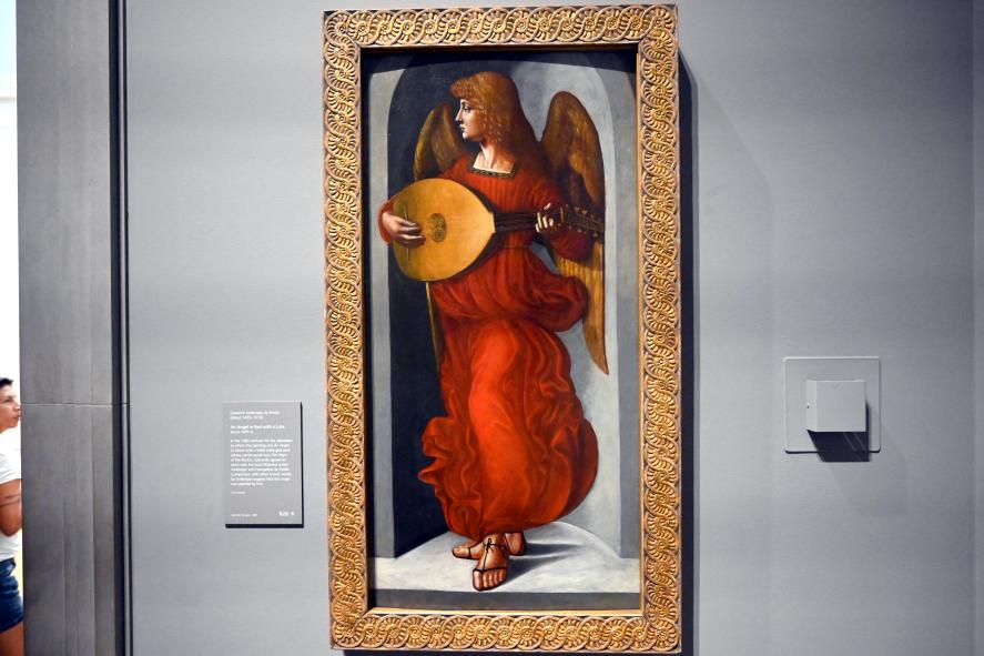 Ambrogio de Predis (1497–1502), Engel in Rot mit Laute, London, National Gallery, Saal 66, um 1495–1499