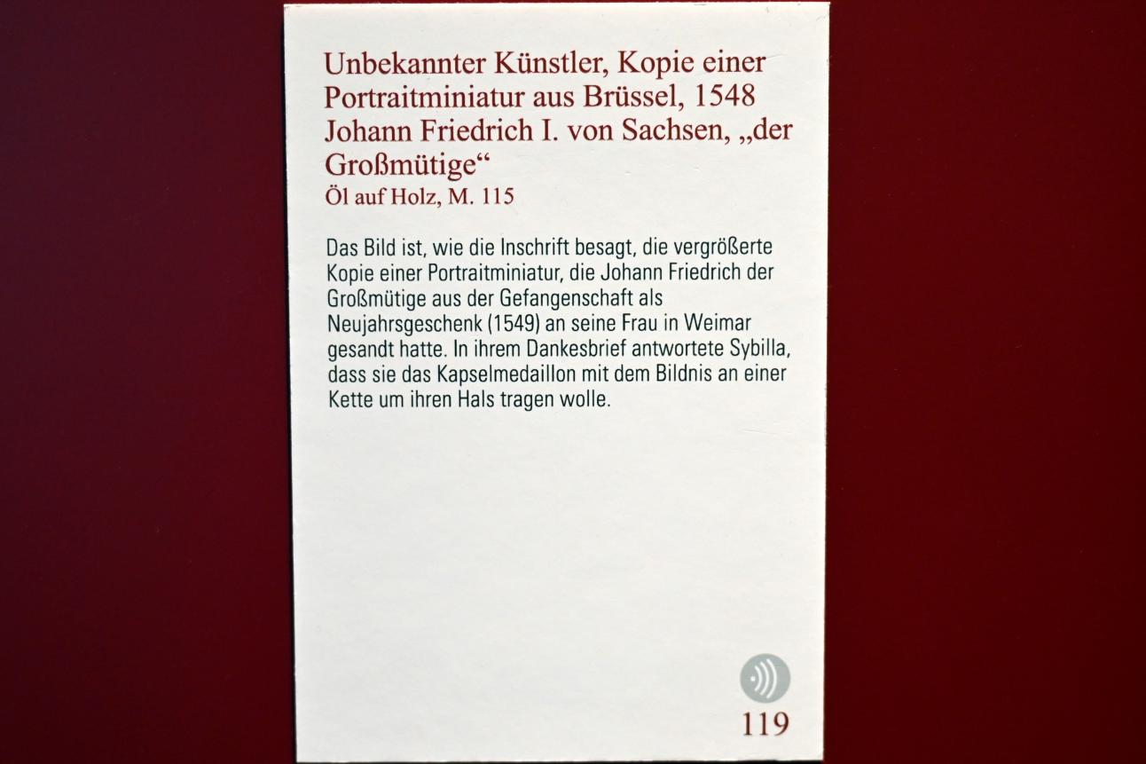 Johann Friedrich I. von Sachsen, "der Großmütige", Coburg, Kunstsammlungen der Veste Coburg, Altdeutsche Malerei, 1548, Bild 2/2