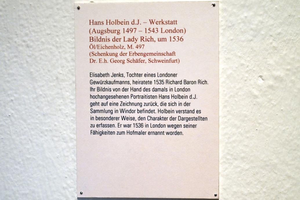 Hans Holbein der Jüngere (Umkreis) (1520–1536), Bildnis der Lady Rich, Coburg, Kunstsammlungen der Veste Coburg, Altdeutsche Malerei, um 1536, Bild 2/2