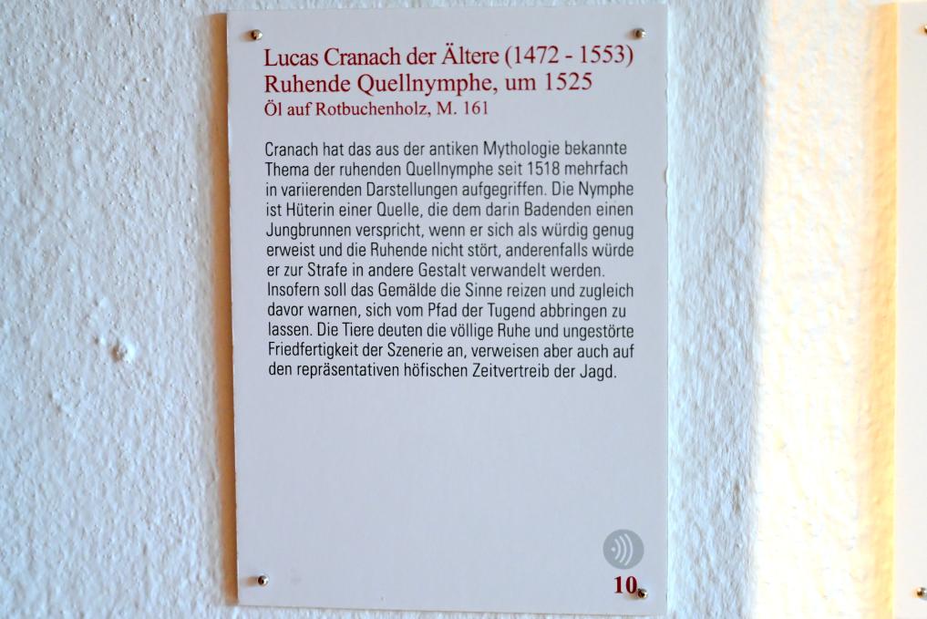 Lucas Cranach der Ältere (1502–1550), Ruhende Quellnymphe, Coburg, Kunstsammlungen der Veste Coburg, Altdeutsche Malerei, um 1525, Bild 2/2