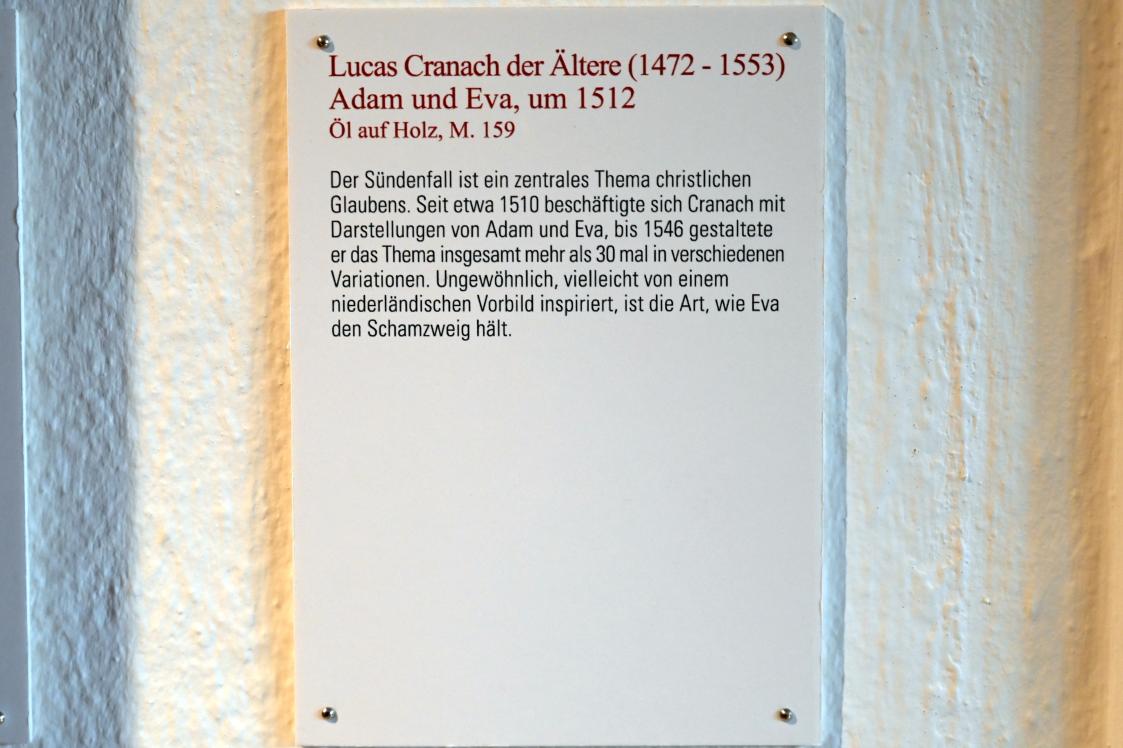 Lucas Cranach der Ältere (1502–1550), Adam und Eva, Coburg, Kunstsammlungen der Veste Coburg, Altdeutsche Malerei, um 1512, Bild 2/2