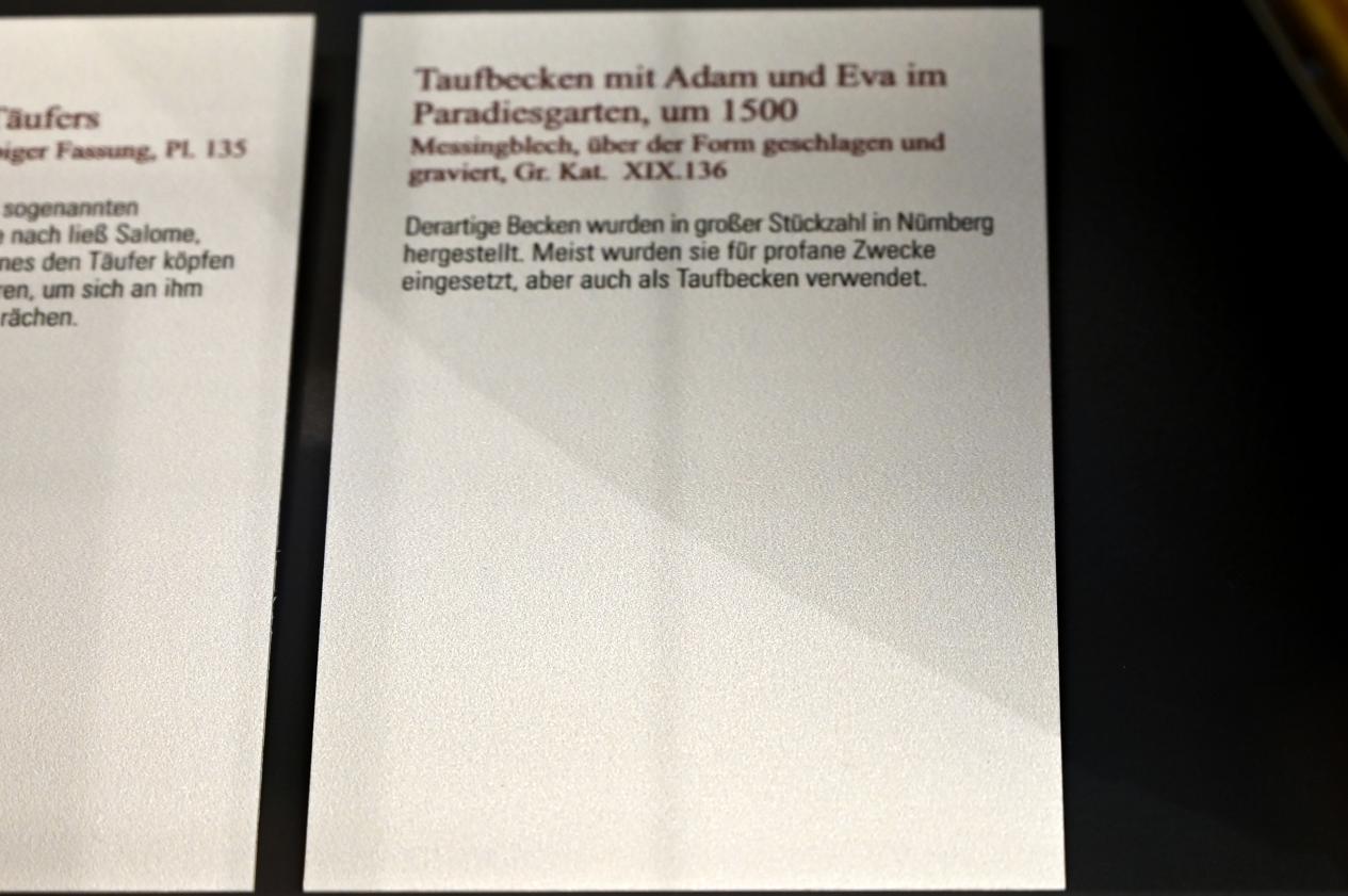Taufbecken mit Adam und Eva im Paradiesgarten, Coburg, Kunstsammlungen der Veste Coburg, Altdeutsche Malerei, um 1500, Bild 2/2