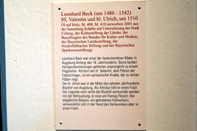 Leonhard Beck (1505–1520), Hl. Valentin, Coburg, Kunstsammlungen der Veste Coburg, Altdeutsche Malerei, um 1510, Bild 2/2