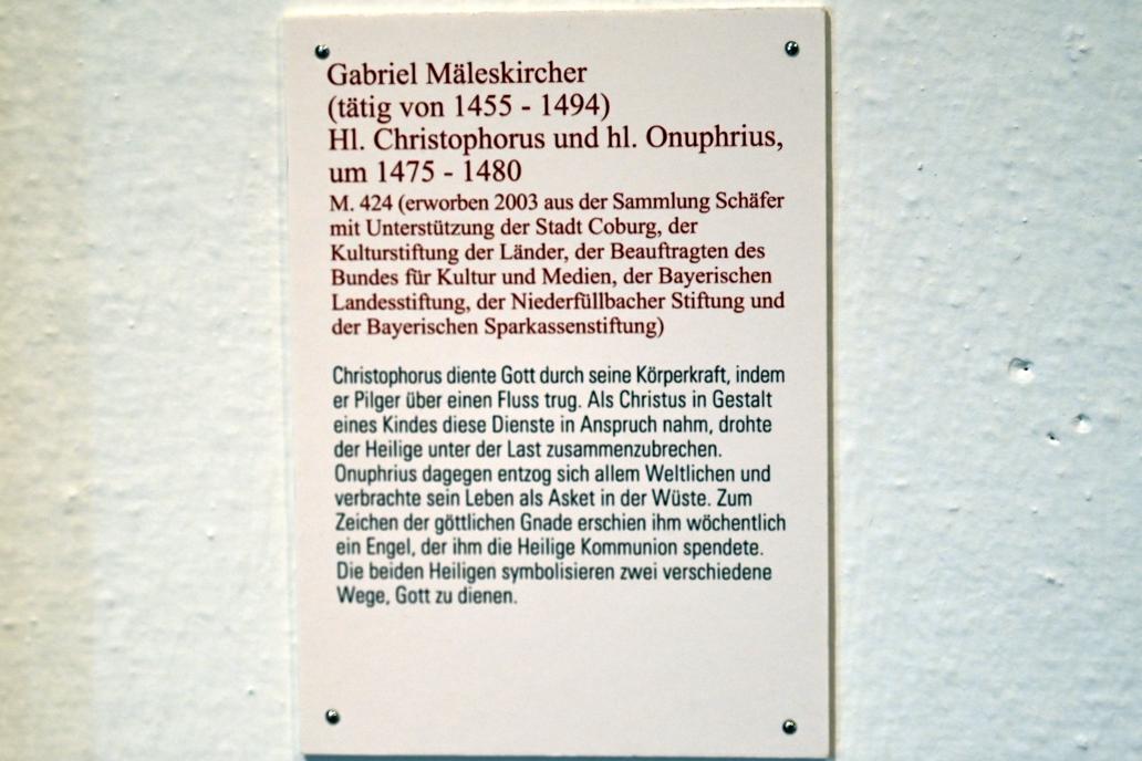 Gabriel Mälesskircher (1476–1478), Hl. Christophorus und hl. Onuphrius, Coburg, Kunstsammlungen der Veste Coburg, Altdeutsche Malerei, um 1475–1480, Bild 2/2