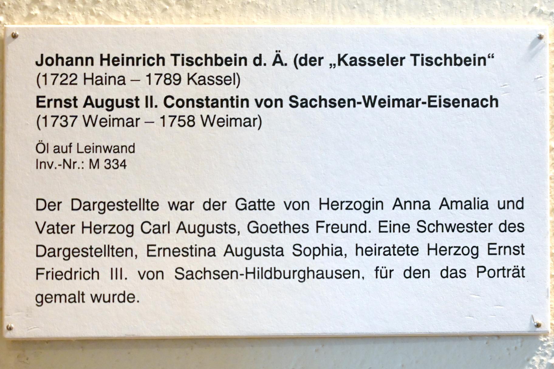 Johann Heinrich Tischbein der Ältere (1754–1789), Ernst August II. Constantin von Sachsen-Weimer-Eisenach (1737 Weimar - 1758 Weimar), Coburg, Kunstsammlungen der Veste Coburg, Treppenhaus 1, um 1750–1758, Bild 2/2