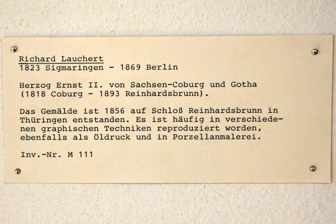 Richard Lauchert (1856), Herzog Ernst II. von Sachsen-Coburg und Gotha (1818 Coburg - 1893 Reinhardsbrunn), Friedrichroda, Schloss Reinhardsbrunn, jetzt Coburg, Kunstsammlungen der Veste Coburg, Jagdwaffen, 1856, Bild 2/2