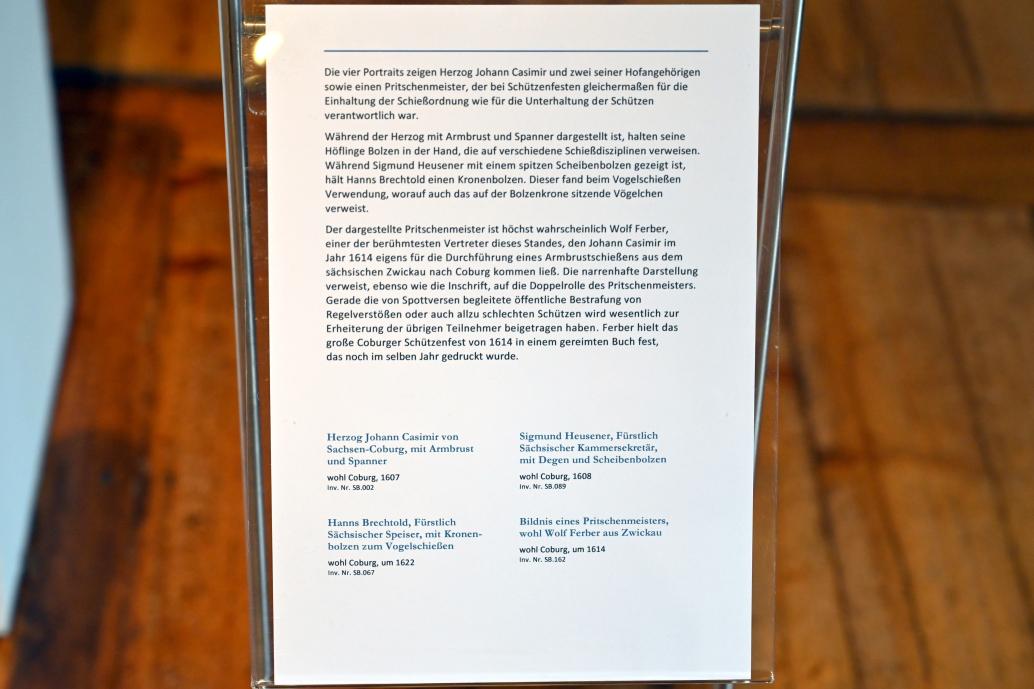 Bildnis eines Pritschenmeisters, wohl Wolf Ferber aus Zwickau, Coburg, Kunstsammlungen der Veste Coburg, Große Hofstube, um 1614, Bild 2/2