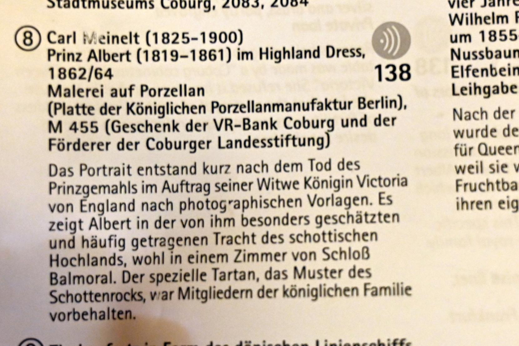 Carl Meinelt (1863), Prinz Albert (1819-1861) im Highland Dress, Coburg, Kunstsammlungen der Veste Coburg, Salon der Herzogin, 1862–1864, Bild 2/2