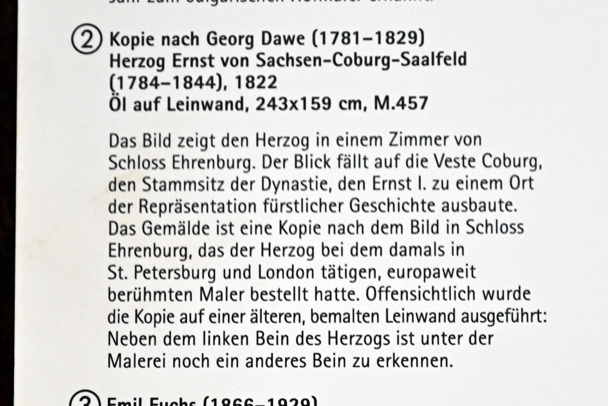 Herzog Ernst von Sachsen-Coburg-Saalfeld (1784-1844), Coburg, Kunstsammlungen der Veste Coburg, Ankleidezimmer, 1822, Bild 3/3