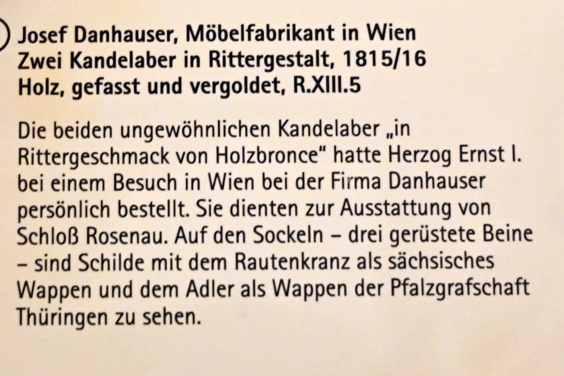 Joseph Ulrich Danhauser (1815), Zwei Kandelaber in Rittergestalt, Coburg, Kunstsammlungen der Veste Coburg, Fremdenkorridor, 1815–1816, Bild 6/6
