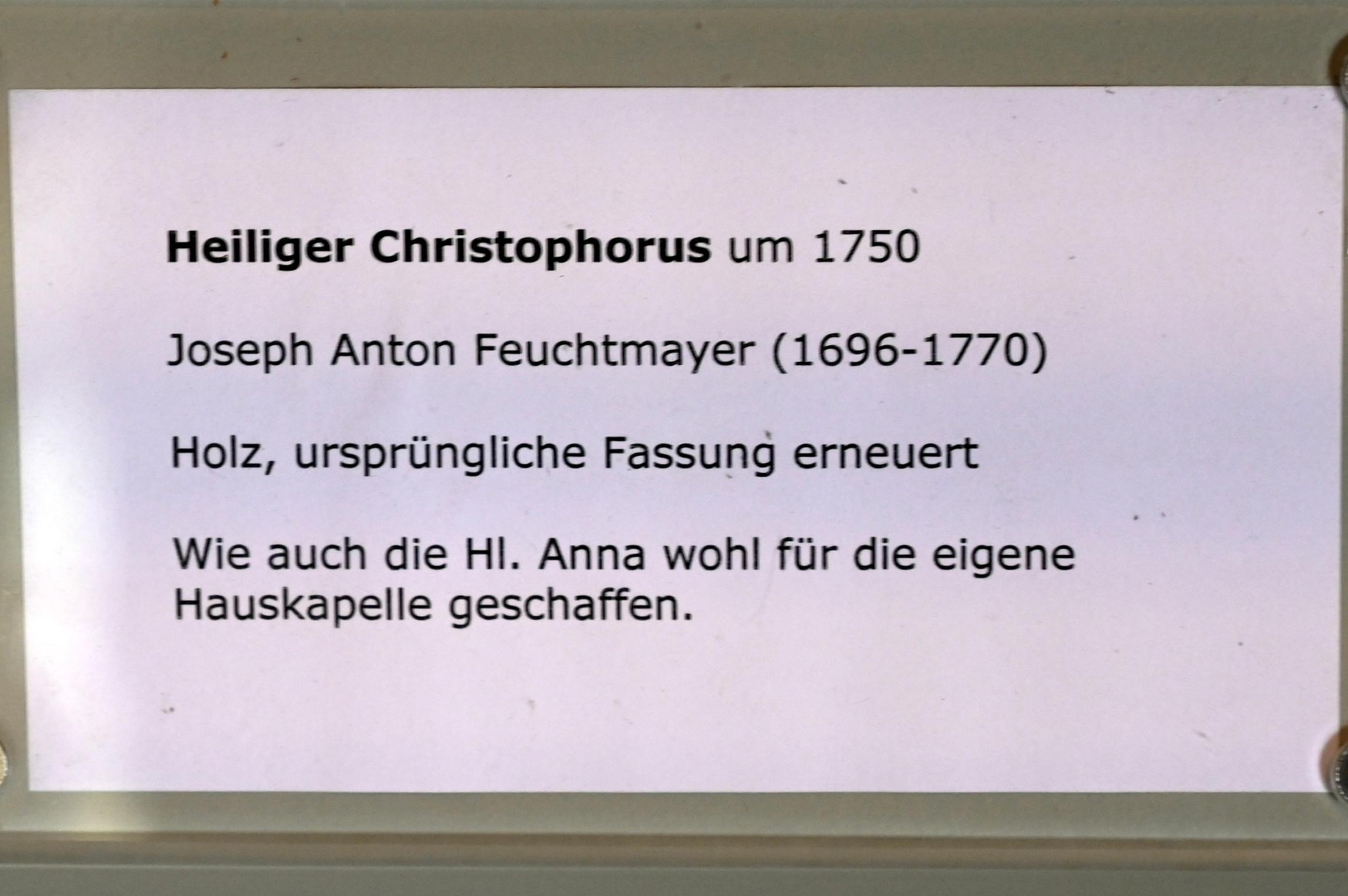 Joseph Anton Feuchtmayer (1718–1770), Heiliger Christophorus, Überlingen, Städtisches Museum, Kleiner Barocksaal, um 1750, Bild 3/3