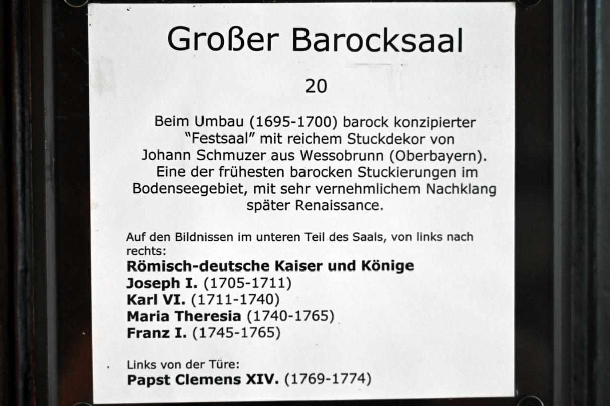 Johann Schmuzer (1663–1700), Stuckdekor, Überlingen, Reichlin-von-Meldegg-Haus, jetzt Überlingen, Städtisches Museum, Großer Barocksaal, 1695–1700, Bild 4/4