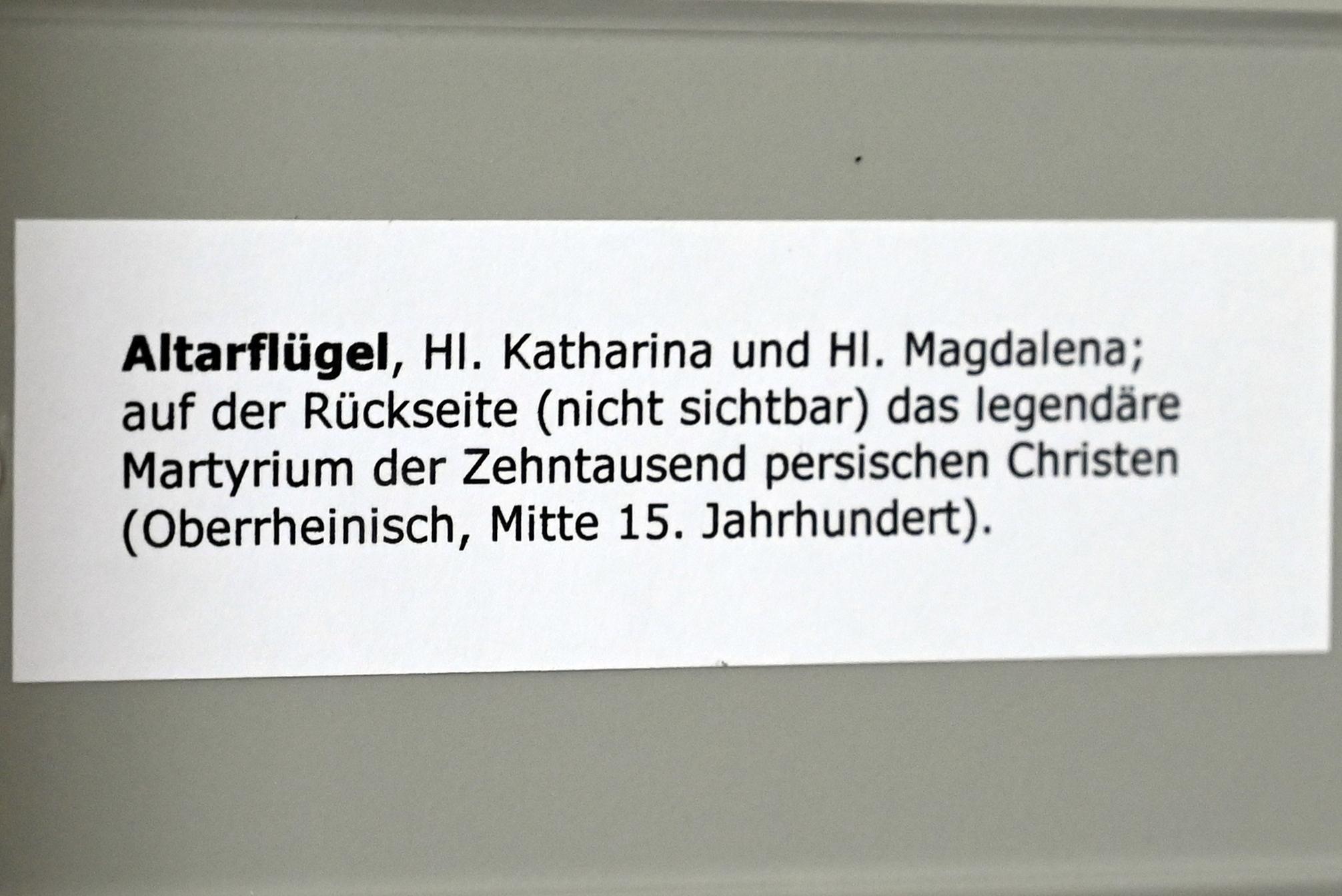 Altarflügel mit den hll. Katharina und Magdalena, Überlingen, Städtisches Museum, Gotisches Zimmer, Mitte 15. Jhd., Bild 2/2